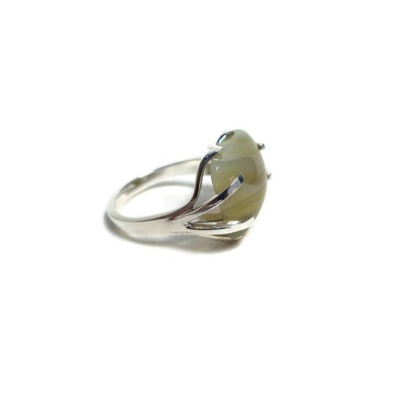 925 Sterling Silver Agate Ring, Natural Agate Ring Size 7.5, Custom Made - Picture 2 of 10